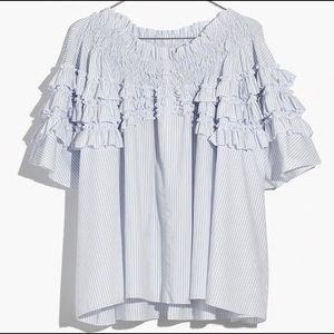 Madewell x Karen Walker Striped Ruffle Blouse size XL